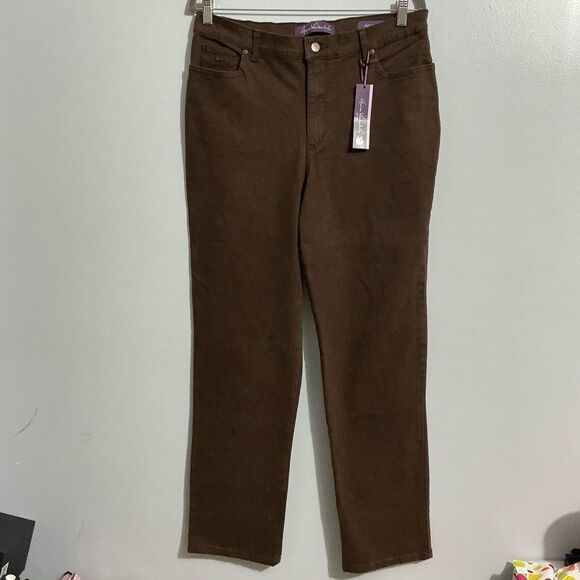 GLORIA VANDERBILT brown Amanda tapered leg, classic rise  NWT size 14 - Picture 1 of 9